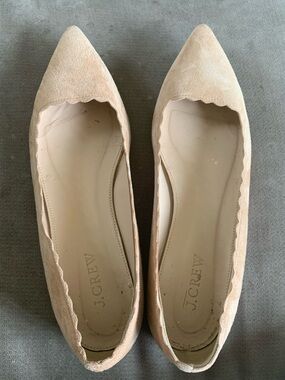 J. Crew Women's Scalloped Pointed-Toe Flats in Nude Suede